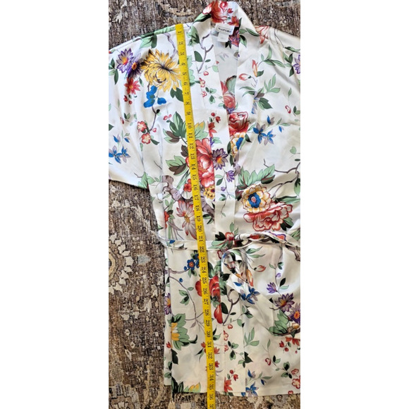 Natori White Floral Satin Robe & Slip Dress Set Women’s Small 2-Piece Lounge - Picture 8 of 11
